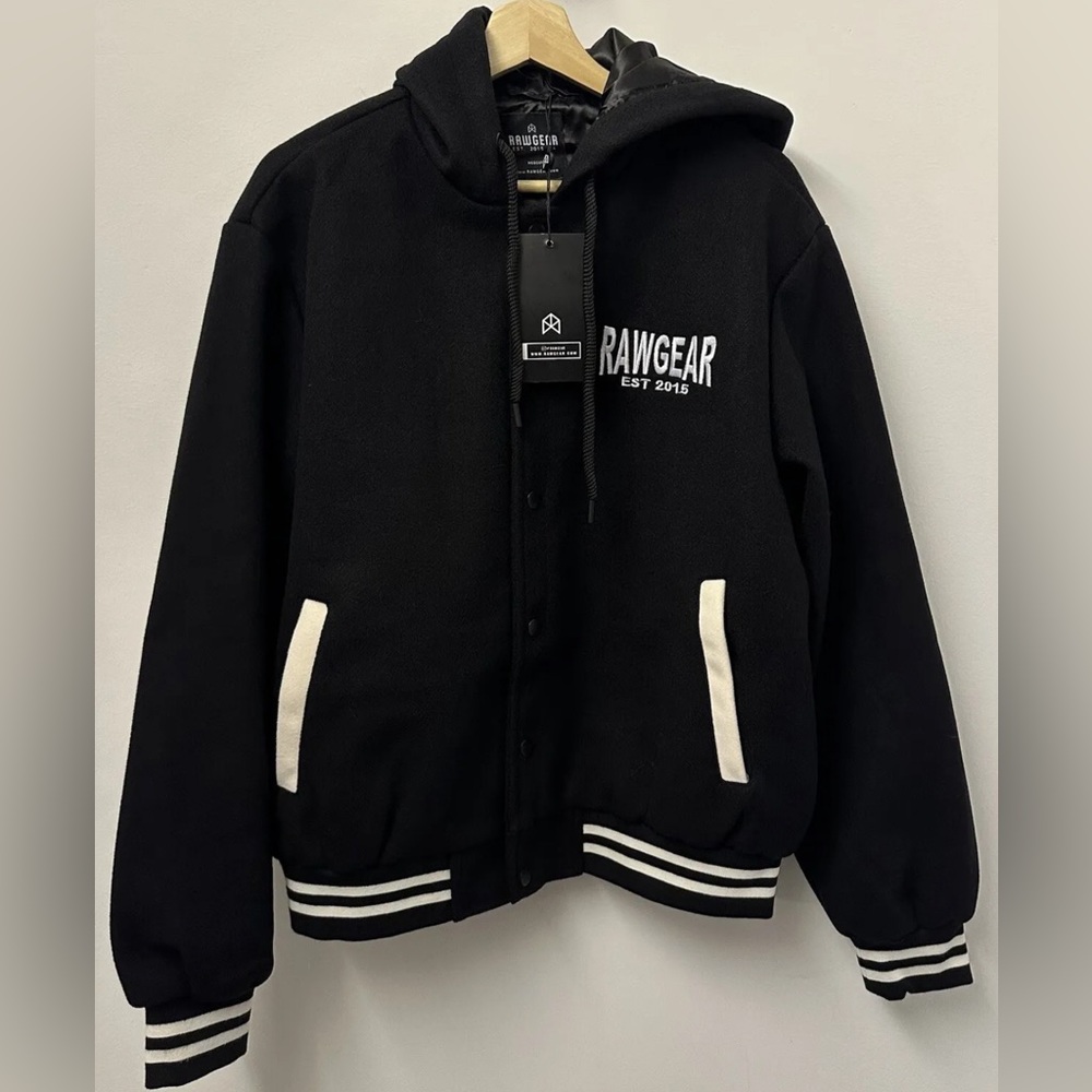 NWT Rawgear Jacket Mens Extra Large Black&White Bomber Varsity Los Angeles New